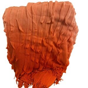 Cynthia Rowley Ombre Orange Fringe 51' x 60' Throw Blanket Acrylic Cozy
